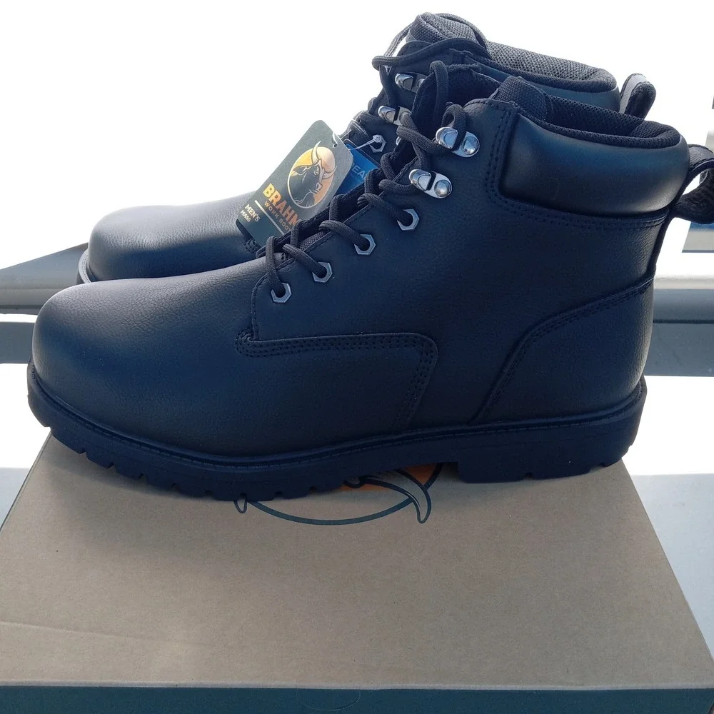 Brahma Men's Mass Soft Toe Work Boots Size 13‎ Black Oil & Slip Resistant Sole